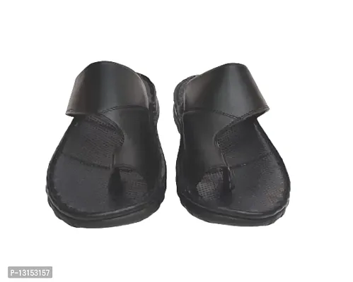 Black Leather Chappals For Mens Kraft Casual Leather Floater-thumb4