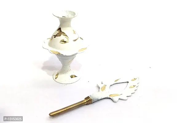 Brass Surma Dani to Keep Surma Powder,Surmedaani with Unique and Attractive Look Hight_9 cm Color White-thumb2