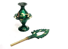 Brass Surma Dani To Keep Surma Powder,Surmedaani with Unique and Attractive Look Hight_9 cm Color Green-thumb1