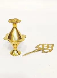 Brass Surma Dani Combo To Keep Surma Powder ,Surmedaani with Unique and Attractive Look Round Shape Hight 12 cm Color Gold-thumb3