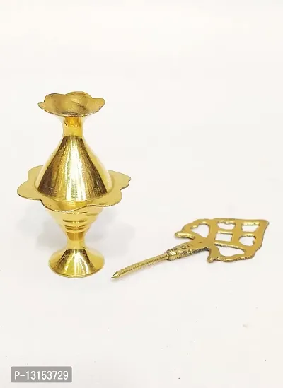 Brass Surma Dani Combo To Keep Surma Powder ,Surmedaani with Unique and Attractive Look Round Shape Hight 12 cm Color Gold-thumb4