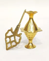 Brass Surma Dani Combo To Keep Surma Powder ,Surmedaani with Unique and Attractive Look Round Shape Hight 12 cm Color Gold-thumb2