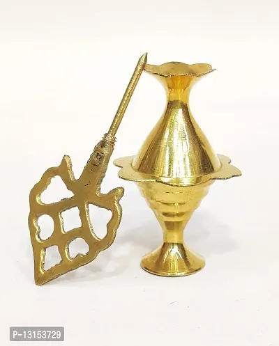 Brass Surma Dani Combo To Keep Surma Powder ,Surmedaani with Unique and Attractive Look Round Shape Hight 12 cm Color Gold-thumb3