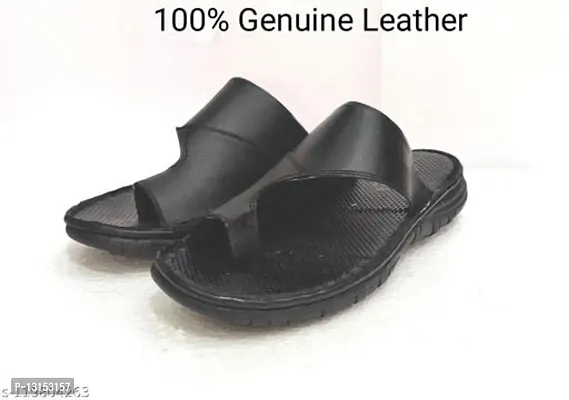 Black Leather Chappals For Mens Kraft Casual Leather Floater