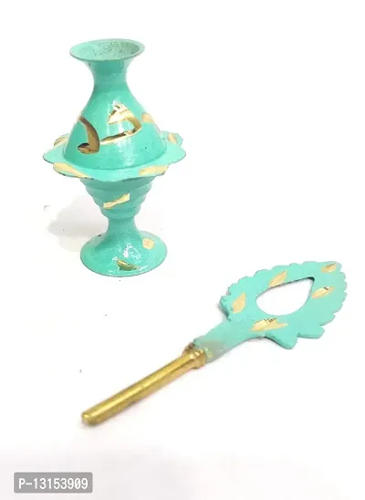 Brass Surma Dani To Keep Surma Powder,Surmedaani with Unique and Attractive Look Hight_9 cm Color sky-thumb2