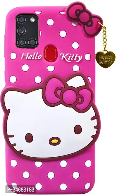 Flexible Rubber Back Cover for Samsung Galaxy A21s - Hello Kitty Pink