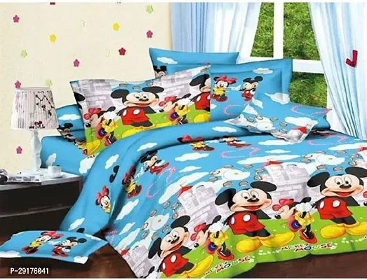 Stylish Polyester Multicoloured Printed Double Bedsheet With 2 Pillowcovers-thumb0