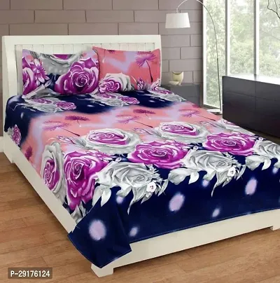 Stylish Polyester Multicoloured Printed Double Bedsheet With 2 Pillowcovers-thumb0
