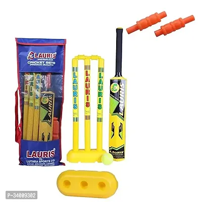 Cricket Set Made up Of Plastics Having Wicket Set of Medium Size 24inches Length Containing 3 Stumps with Base and 2 Bails , 3 Plastic Balls, , Plastic Cricket Bat of Size No.3-thumb0