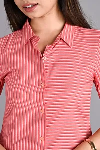 Elegant Pink Rayon  Striped Shirts For Women-thumb1
