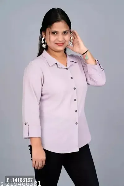 Elegant Purple Rayon  Solid Shirts For Women-thumb3