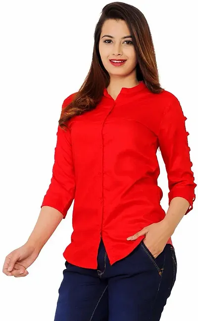 Elegant Rayon Solid Shirts For Women