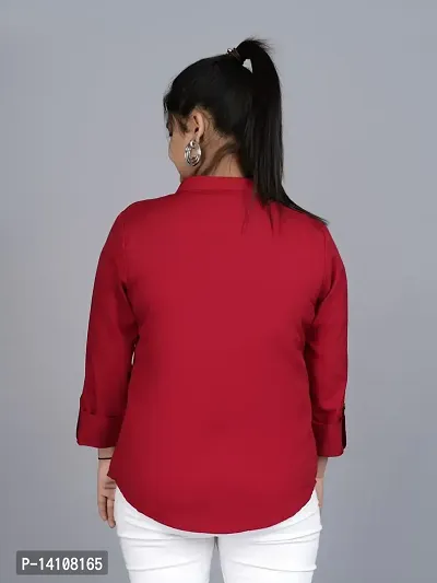 Elegant Red Rayon  Solid Shirts For Women-thumb2