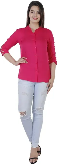 Elegant Red Rayon  Solid Shirts For Women