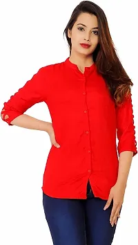 Elegant Red Rayon  Solid Shirts For Women-thumb1