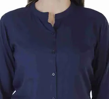 Elegant Blue Cotton Solid Shirts For Women-thumb2