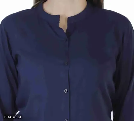 Elegant Blue Cotton Solid Shirts For Women-thumb3