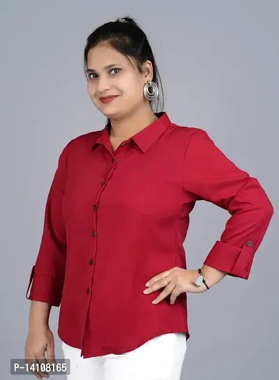Elegant Red Rayon  Solid Shirts For Women-thumb0
