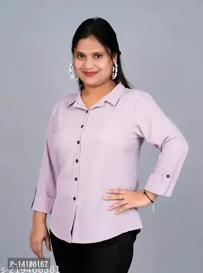 Elegant Purple Rayon  Solid Shirts For Women