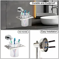 eonic Stainless Steel Toothbrush Holder for Bathroom/Tumbler Holder Stand for Wash Basin/Bathroom Accessories (Chrome)-thumb2