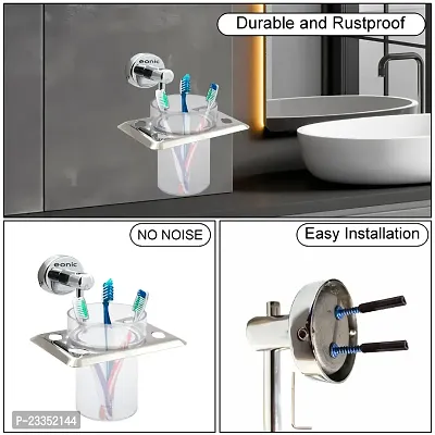 eonic Stainless Steel Toothbrush Holder for Bathroom/Tumbler Holder Stand for Wash Basin/Bathroom Accessories (Chrome)-thumb3