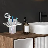 eonic Stainless Steel Toothbrush Holder for Bathroom/Tumbler Holder Stand for Wash Basin/Bathroom Accessories (Chrome)-thumb1