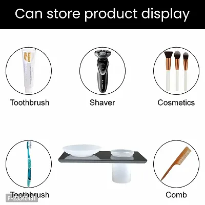 eonic Stainless Steel Soap Dish with Toothbrush Holder for Bathroom and Lavatory/Multipurpose Bathroom Accessories (Black)-thumb5