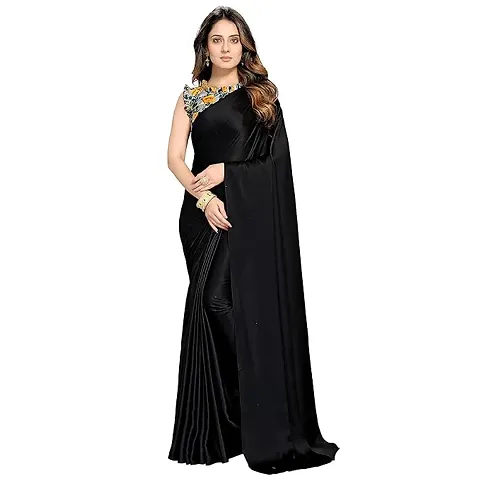 Classic Satin Solid Sarees with Blouse piece