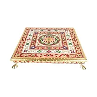 Kailash Enterprises Rajasthani Wooden Minakari Chowki Bajot for God Idols   12 x 12 inches  Suitable for Pooja, Home Decor, Gift Item,Diwali, Festivals-thumb3