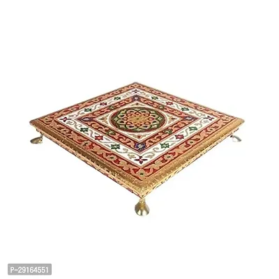 Kailash Enterprises Rajasthani Wooden Minakari Chowki Bajot for God Idols   12 x 12 inches  Suitable for Pooja, Home Decor, Gift Item,Diwali, Festivals-thumb3