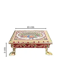 Kailash Enterprises Meenakari Pooja Chowki   Wooden Bajot - Set of 2  6 x 6 Inch Golden  - for Pooja, Home Decor and Festivals-thumb3