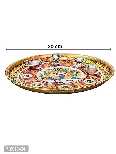 Stainless Steel Meenakari Aarti, Pooja Thali  Multicolor-thumb4