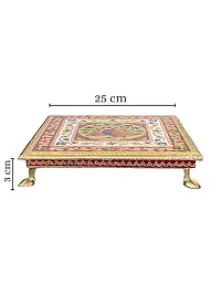 Kailash Enterprises Minakari Pooja Chowki   Wooden Bajot -  10 x 10 Inch Golden  - for Pooja, Home Decor and Festivals  Pack of 1-thumb3