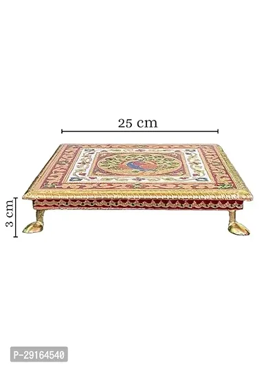 Kailash Enterprises Minakari Pooja Chowki   Wooden Bajot -  10 x 10 Inch Golden  - for Pooja, Home Decor and Festivals  Pack of 1-thumb4