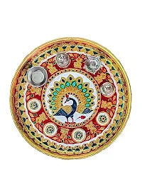 Stainless Steel Meenakari Aarti, Pooja Thali  Multicolor-thumb2