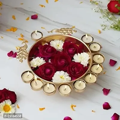 Kailash Enterprises Present Golden Decorative Metal Diya Plate for Puja,Diwali, Welcome, Aarti and Multipurpose Uses in Size of Size 11.5x11.5inch