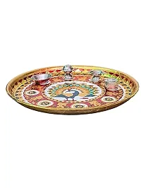 Stainless Steel Meenakari Aarti, Pooja Thali  Multicolor-thumb1