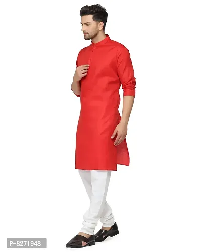 RYLEN Mens Cotton Kurta Pyjama (Red, 40)-thumb3