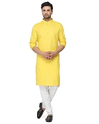 RYLEN Mens Cotton Kurta Pyjama (Yellow, 44)-thumb1