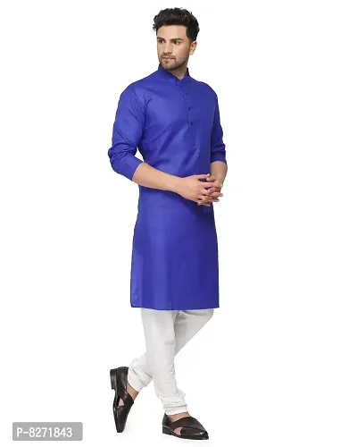 RYLEN Mens Cotton Kurta Pajama (Royal Blue, 40)-thumb0