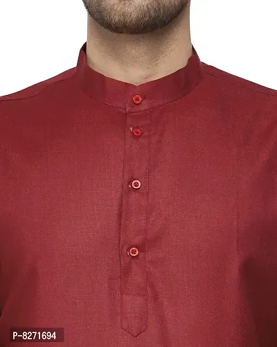 RYLEN Men Kurta and Churidar Set Cotton Blend (Maroon, 44)-thumb4