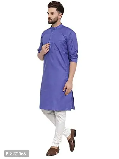 RYLEN MEN'S MAGIC COTTON KURTA PAJAMA SET (ROYAL BLUE, 42)-thumb3