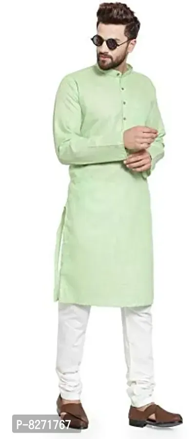 RYLEN MEN'S MAGIC COTTON KURTA PAJAMA SET (GREEN, 40)-thumb3