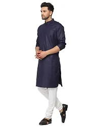 RYLEN Mens Cotton Kurta Pyjama (Navy Blue, 42)-thumb2