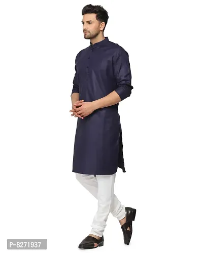 RYLEN Mens Cotton Kurta Pyjama (Navy Blue, 42)-thumb3