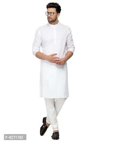 RYLEN Men's Magic Cotton Kurta Pajama (White, 40)