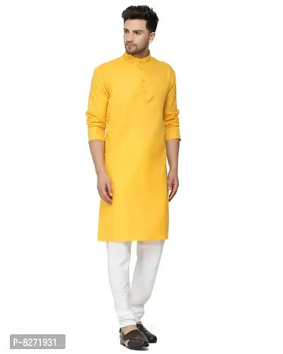 RYLEN Mens Cotton Kurta Pyjama (Mustard, 40)-thumb2