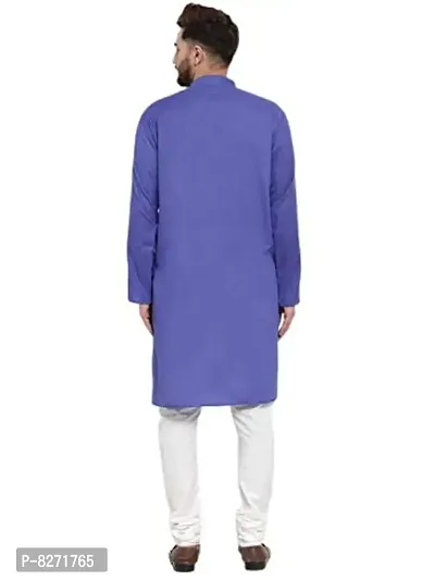 RYLEN MEN'S MAGIC COTTON KURTA PAJAMA SET (ROYAL BLUE, 42)-thumb2