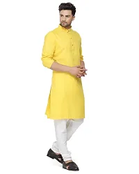 RYLEN Mens Cotton Kurta Pyjama (Yellow, 44)-thumb2