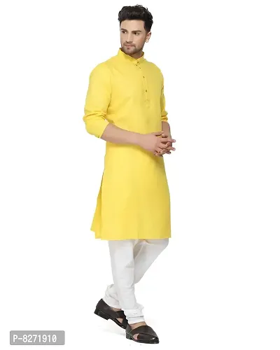 RYLEN Mens Cotton Kurta Pyjama (Yellow, 44)-thumb3